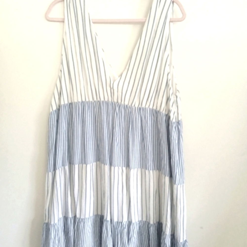 LOFT Light Blue and White Dress
